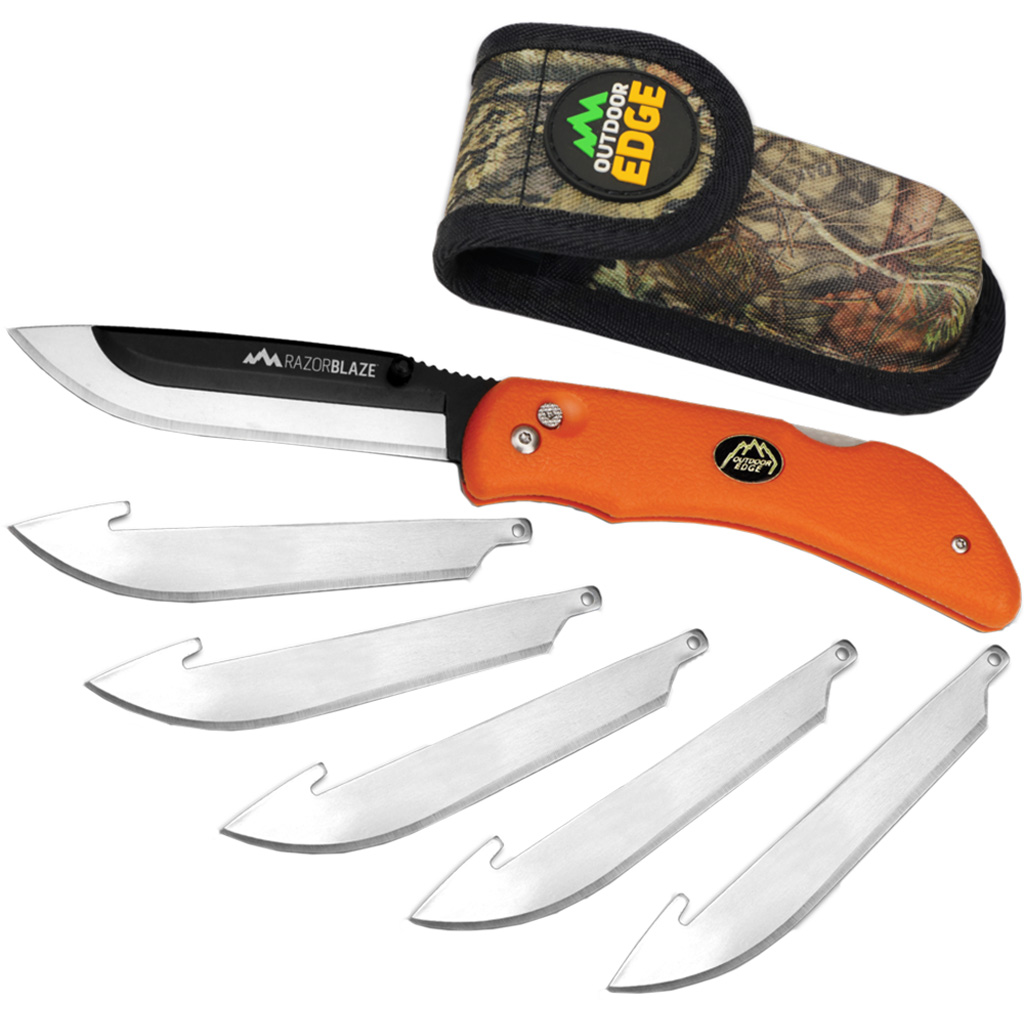 Outdoor Edge Razor Blaze Knife Orange 6 Blades Clamshell