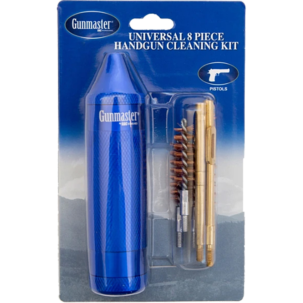 Gunmaster Compact Universal Pistol Cleaning Kit .22-.45 cal Aluminum Handle 8 pc.