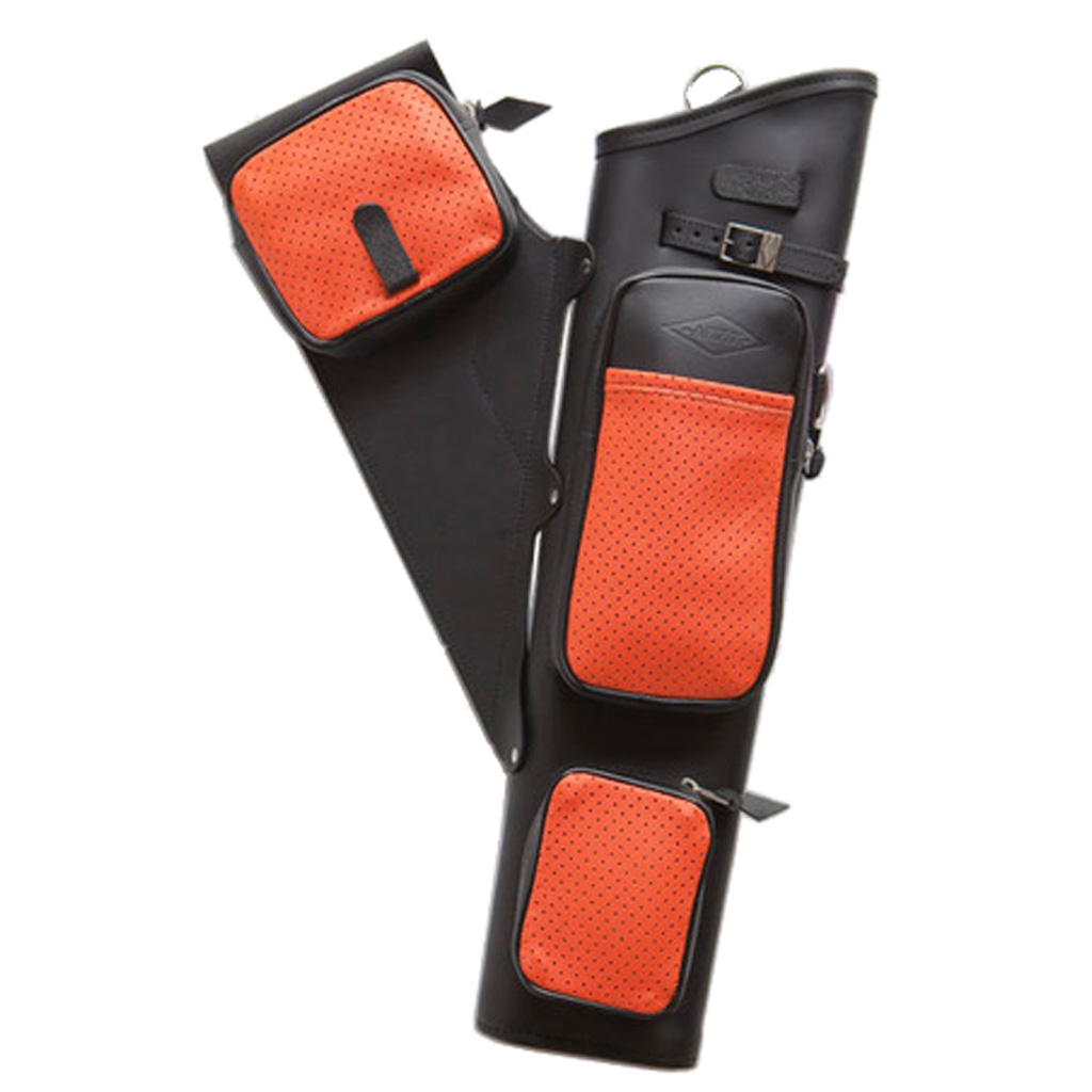 Neet NT-2300 Leather Target Quiver Black with Orange Pockets RH