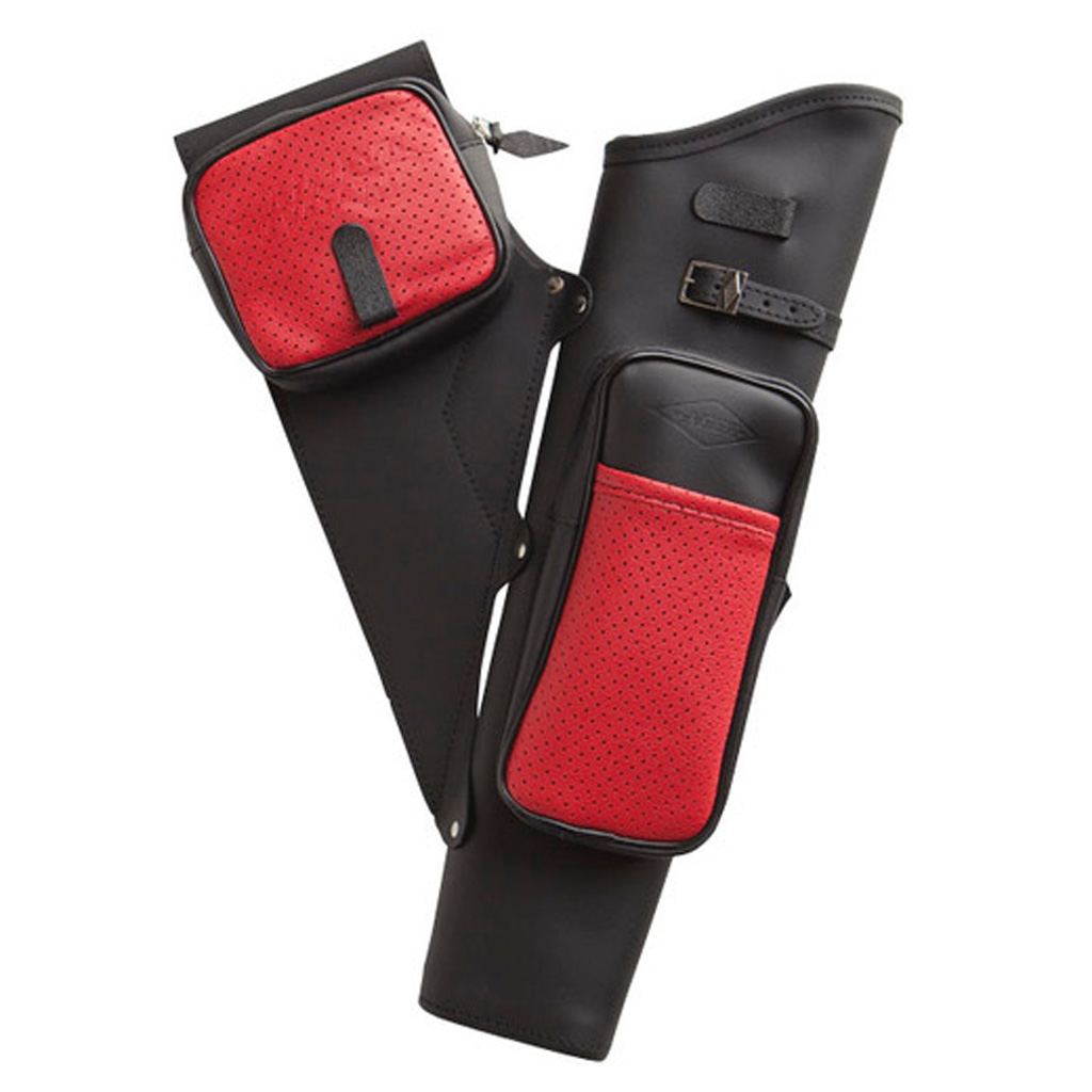 Neet NT-2100 Leather Target Quiver Black with Red Pockets RH