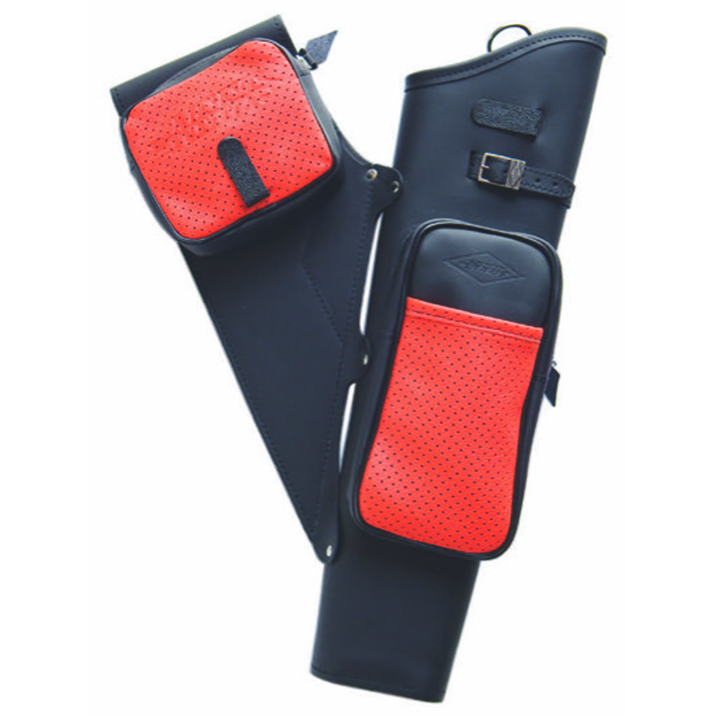 Neet NT-2100 Leather Target Quiver Black with Orange Pockets RH