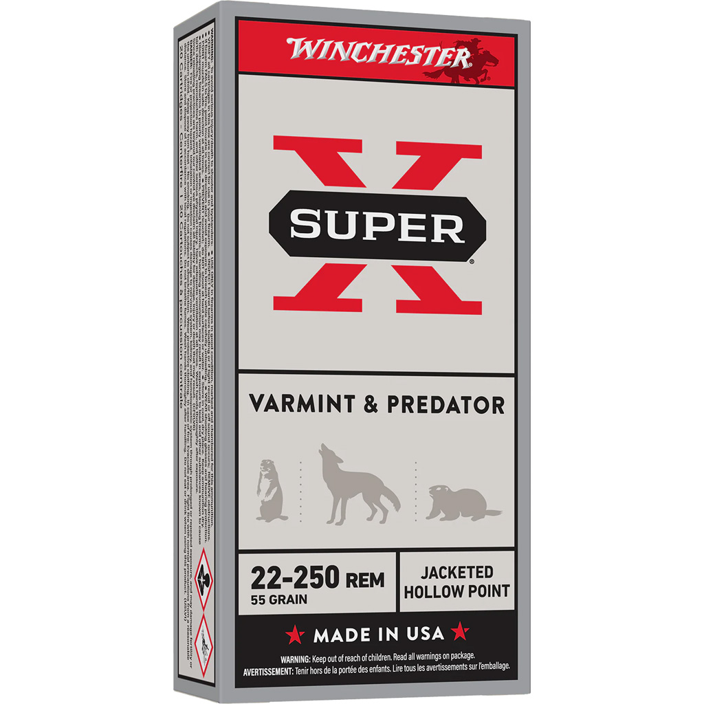 Winchester Super-X Rifle Ammo 22-250 Rem 55 gr. JHP SX 20 rd.