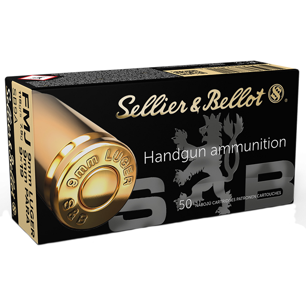 Sellier & Bellot Pistol Ammo 9mm Luger 115 gr. FMJ 50 rd.