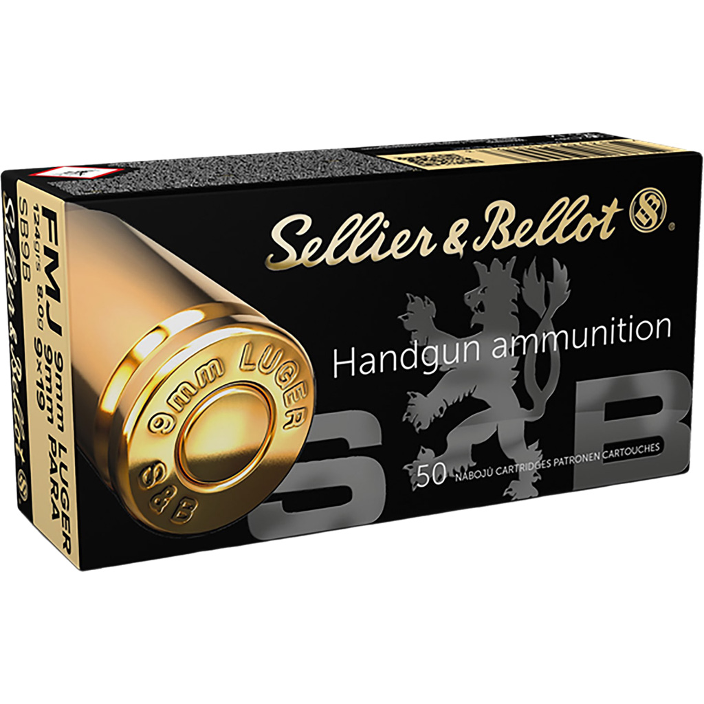 Sellier & Bellot Pistol Ammo 9mm Luger 124 gr. FMJ 50 rd.