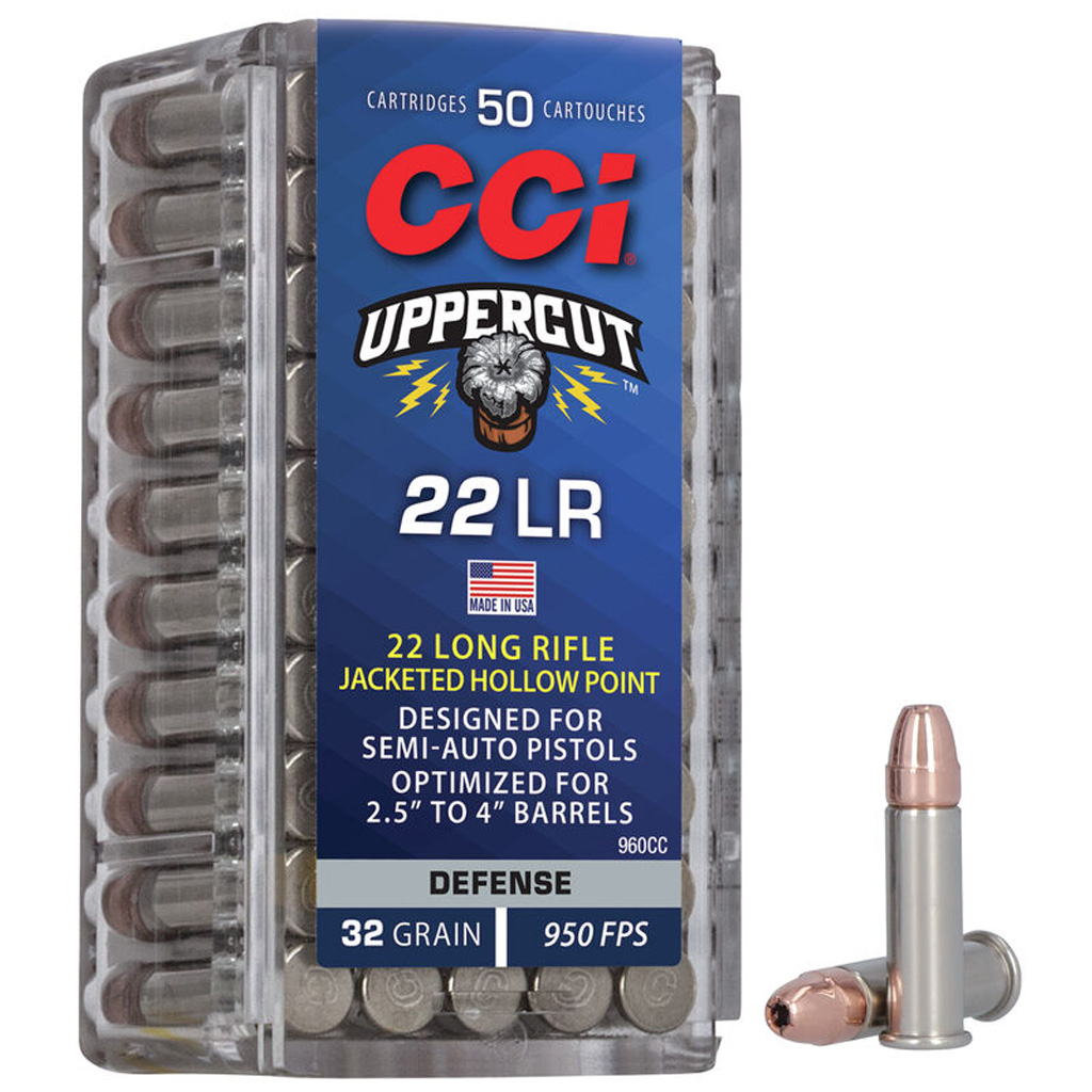 CCI 22 Long Rifle Rimfire Ammo 22 LR Uppercut 32 gr. Plated HP 50 rd.