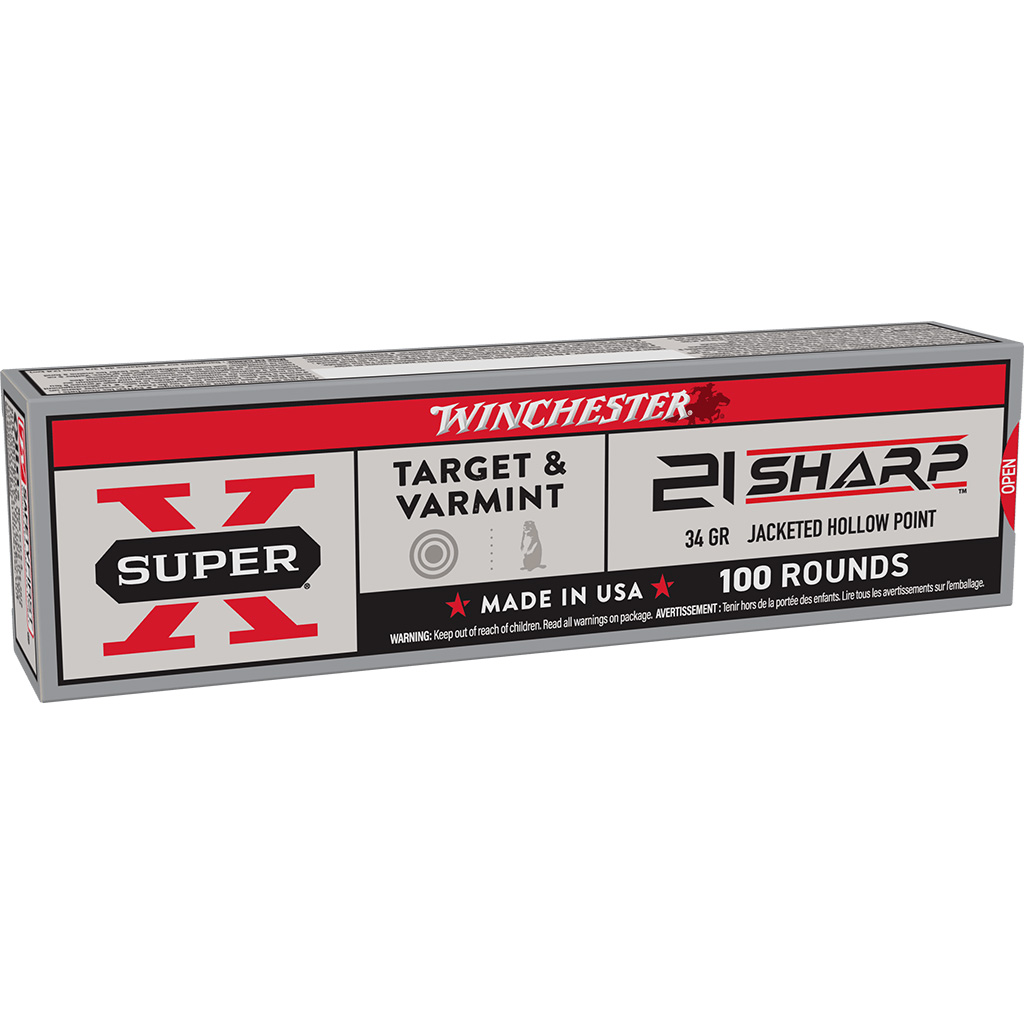 Winchester Rimfire Ammo 21 SHARP 34 gr. JHP 100 rd.