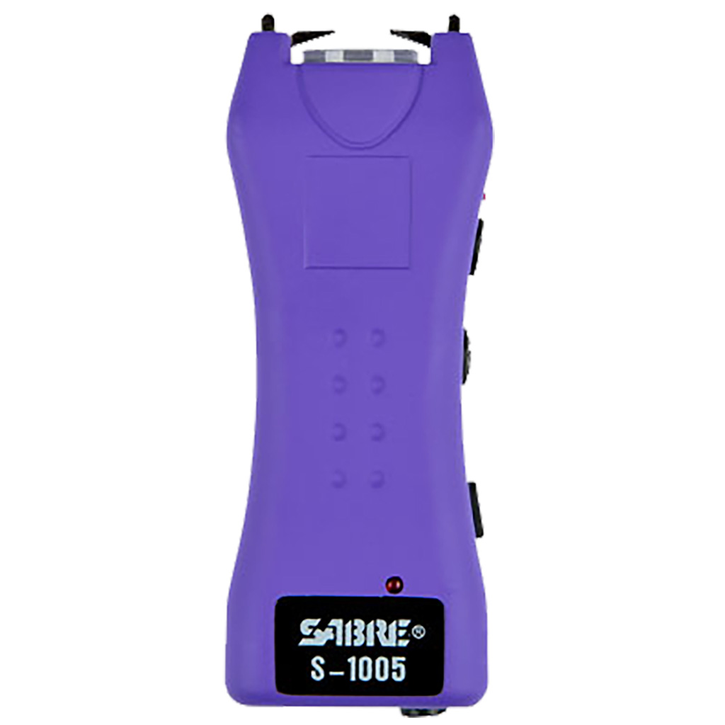 Sabre Dual Capacitor Stun Gun Purple 1.600 uC with LED Flashlight