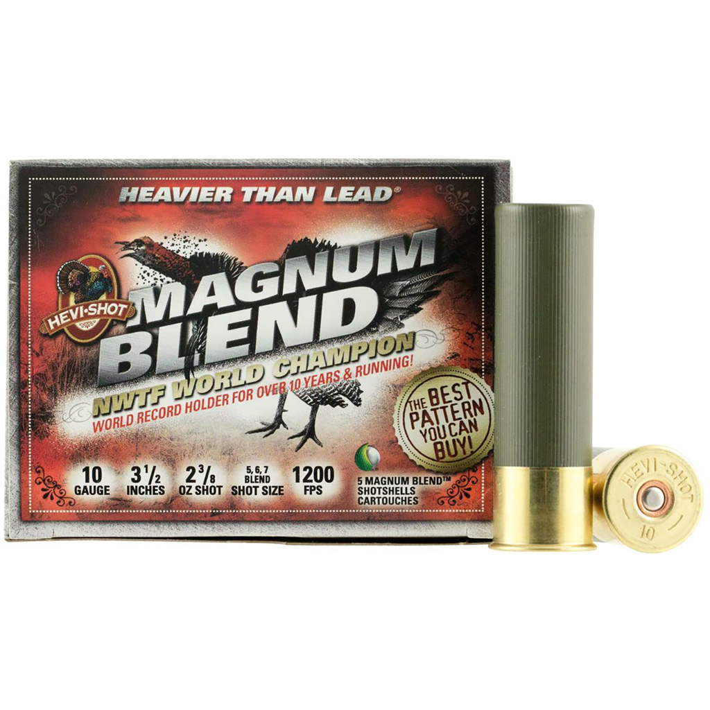 Hevi Shot Magnum Blend Loads 10 ga. 3.5 in. 2 3/8 oz. 5/6/7 Shot 5 rd. Model: HS13567