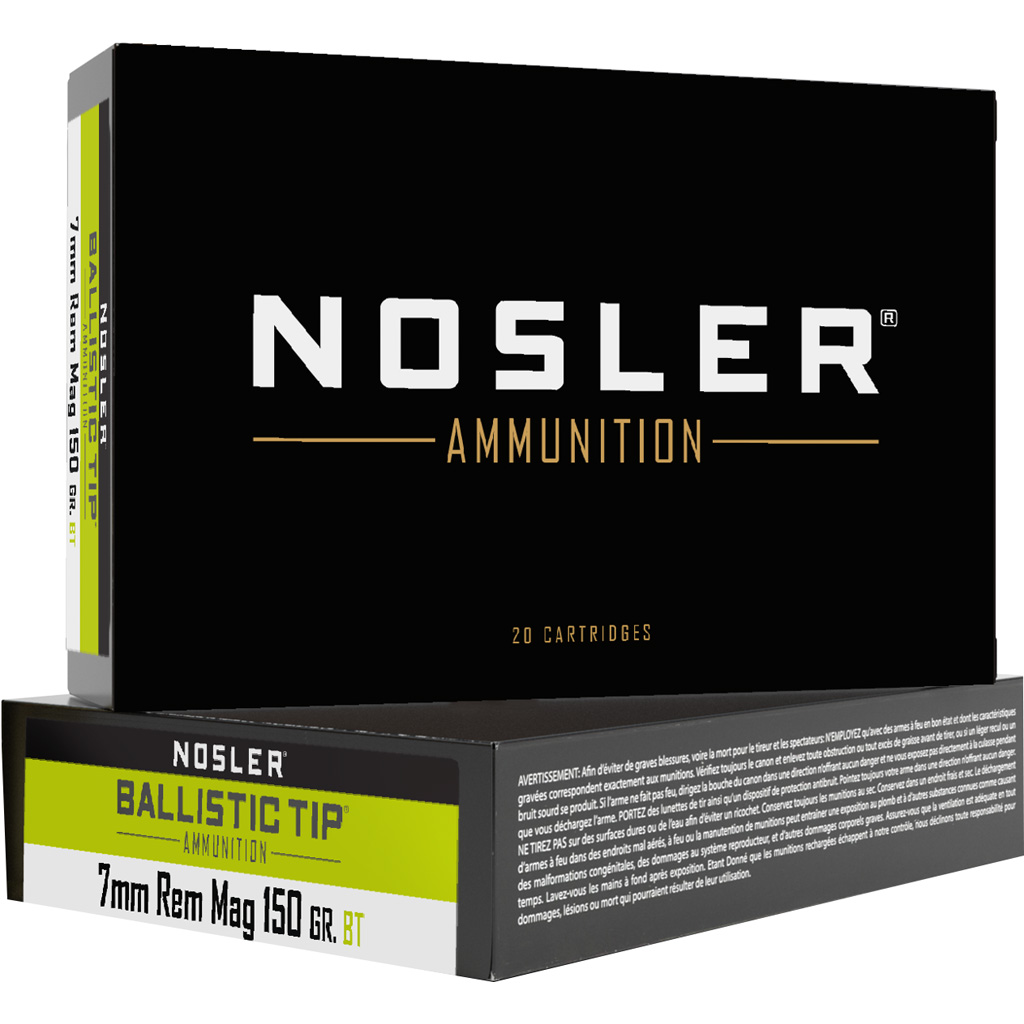 Nosler Ballistic Tip Rifle Ammunition 7mm Rem. Mag. 150 gr. BT SP 20 rd.