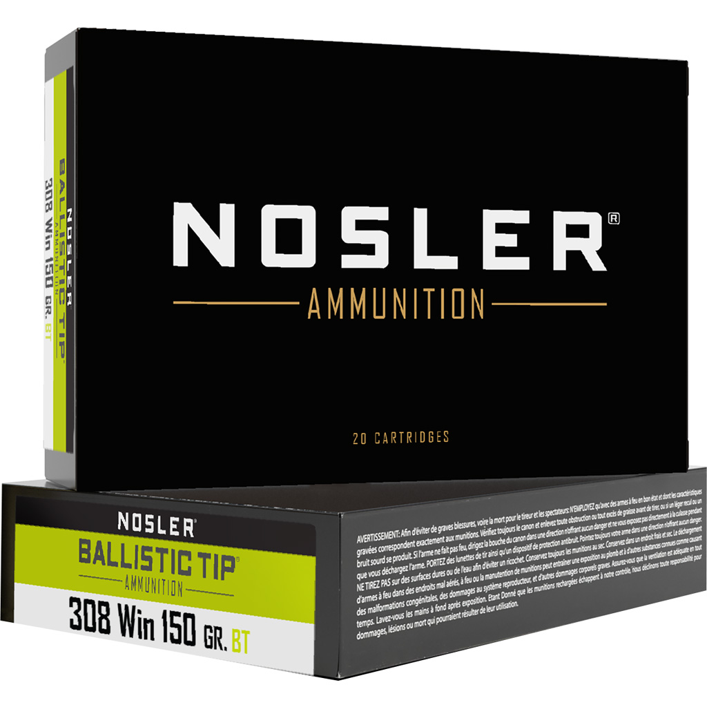 Nosler Ballistic Tip Rifle Ammunition 308 Win. 150 gr. BT SP 20 rd.