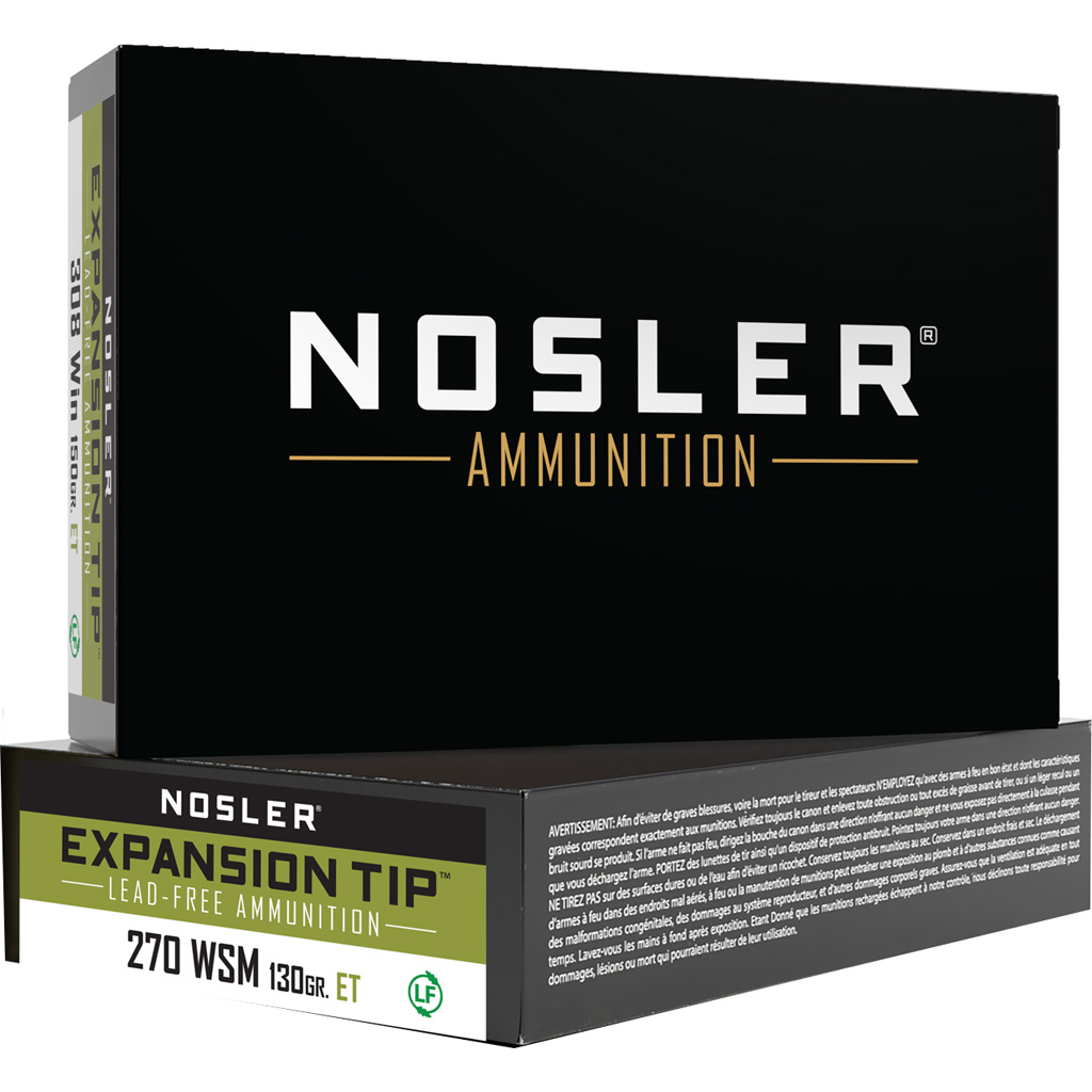 Nosler Expansion Tip Rifle Ammunition 270 WSM 130 gr. ET SP 20 rd.