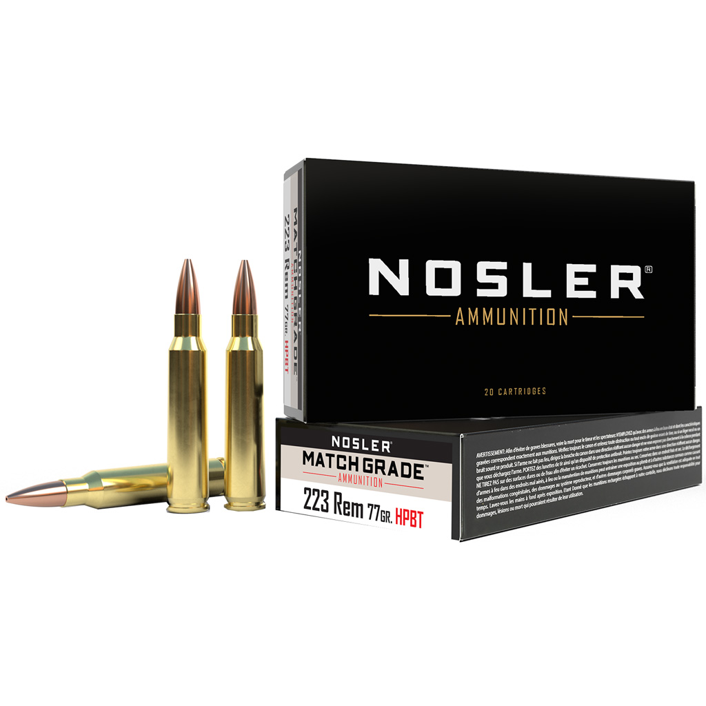 Nosler Match Grade Rifle Ammunition 223 Rem. 77 gr. CC HPBT 20 rd.