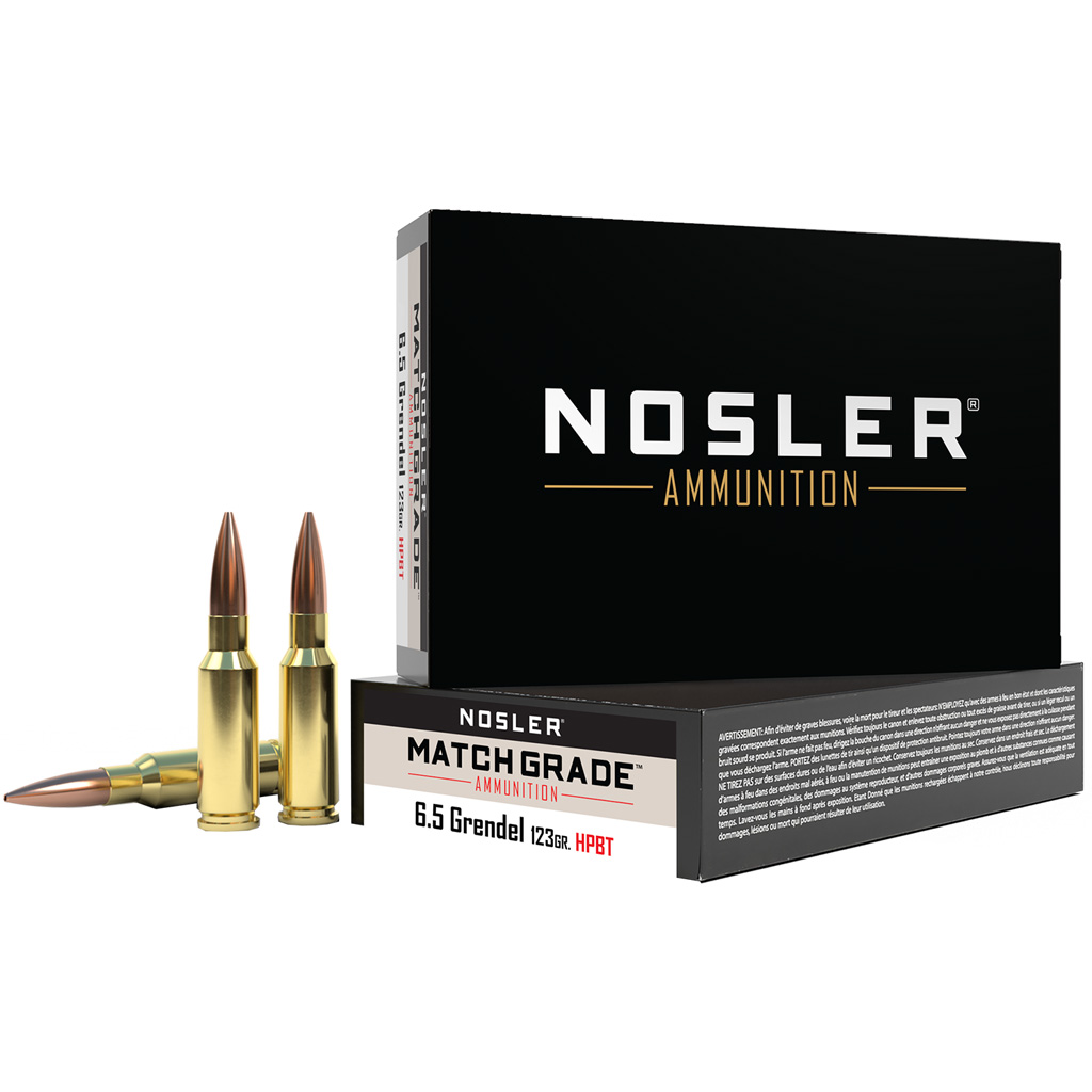 Nosler Match Grade Rifle Ammunition 6.5 Grendel 123 gr. CC HPBT 20 rd.