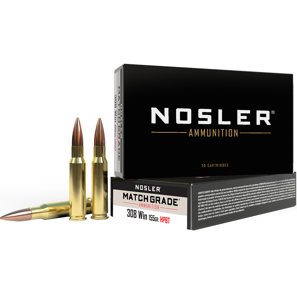 Nosler Match Grade Rifle Ammunition 308 Win. 155 gr. CC HPBT 20 rd.