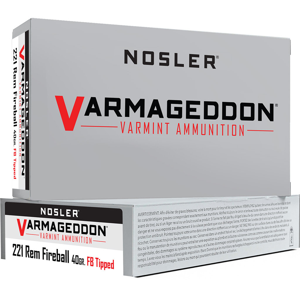 Nosler Varmageddon Rifle Ammunition 221 Rem. Fireball 40 gr. VG FBT 20rd.