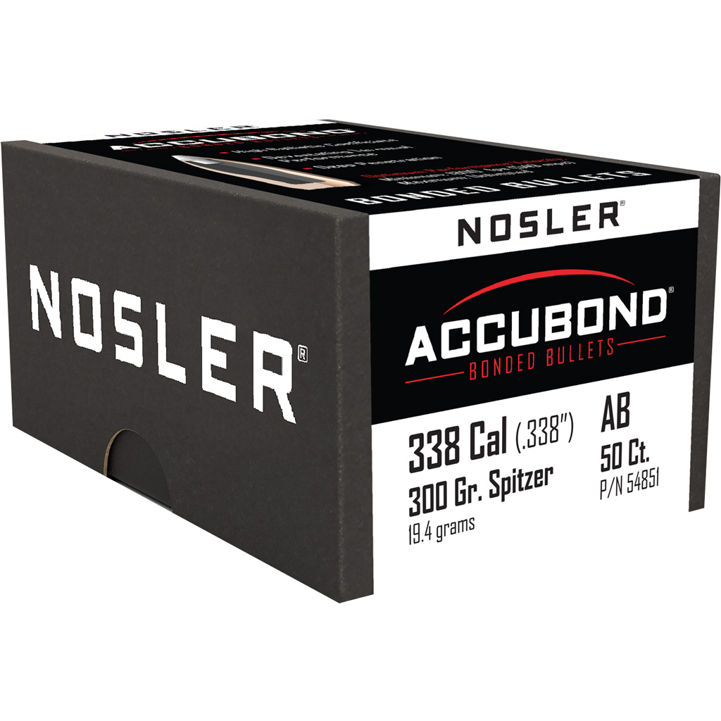 Nosler AccuBond Bullets .338 Cal. 300 gr. Spitzer Point 50 pk.