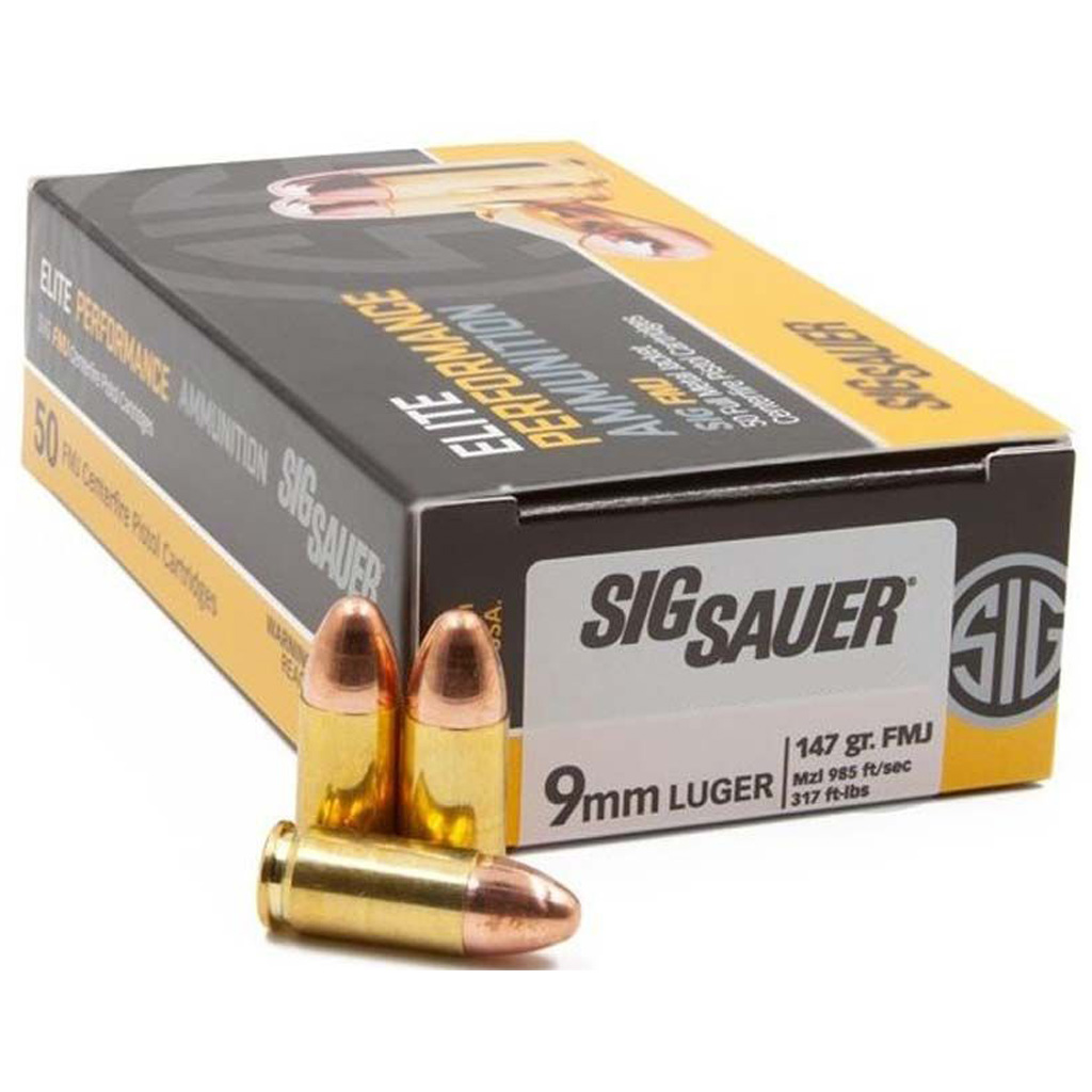 Sig Sauer Elite Ball Performance Pistol Ammo 9mm 147 gr. FMJ 50 rd.