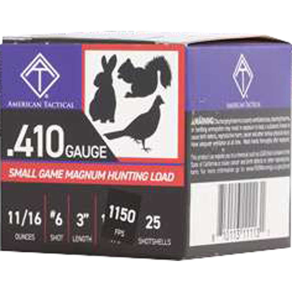 ATI Hunting Shotgun Ammo 410 ga. 6 Shot 11/16 Oz. 25 rds