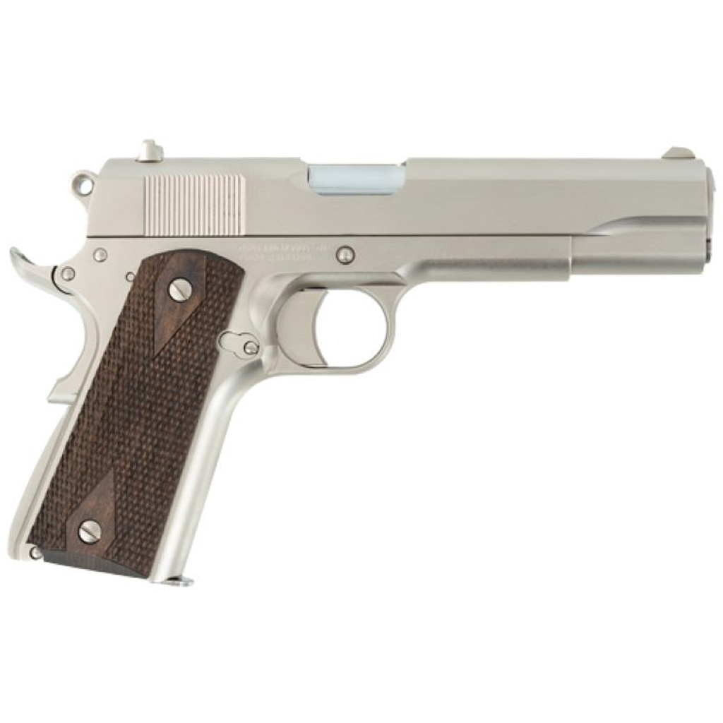 Tisas A1 Stakeout 1911 Pistol 9mm/38 Super 5 in. Nickel with Walnut Grip 9 rd.