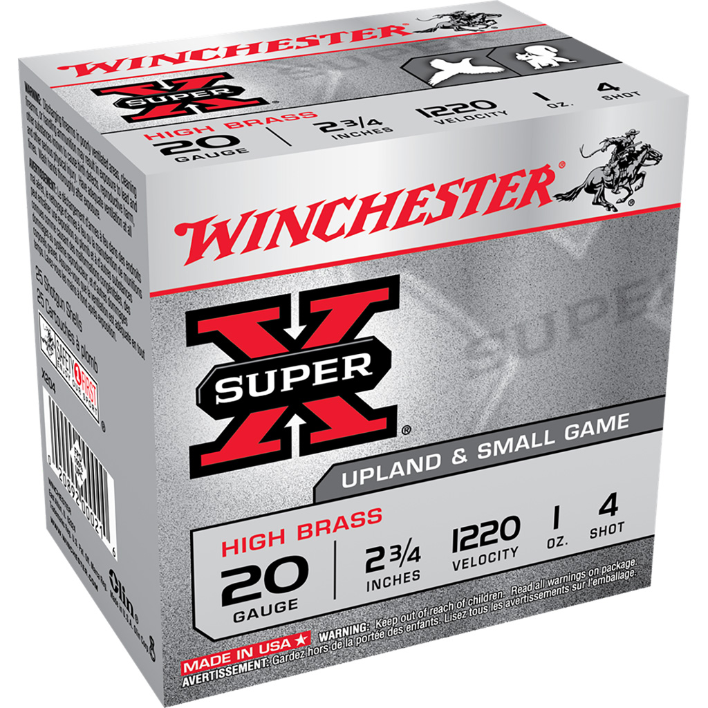 Winchester Super-X High Brass Heavy Game Load 20 ga. 2.75 in. 1 oz. 4 Shot 25 rd.