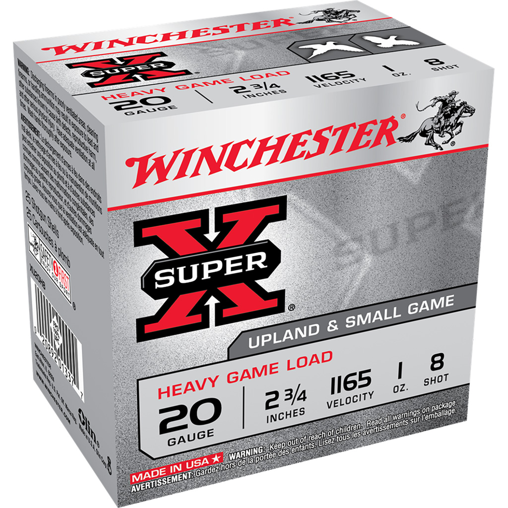 Winchester Super-X Heavy Game Load 20 ga. 2.75 in. 1 oz. 8 Shot 25 rd.