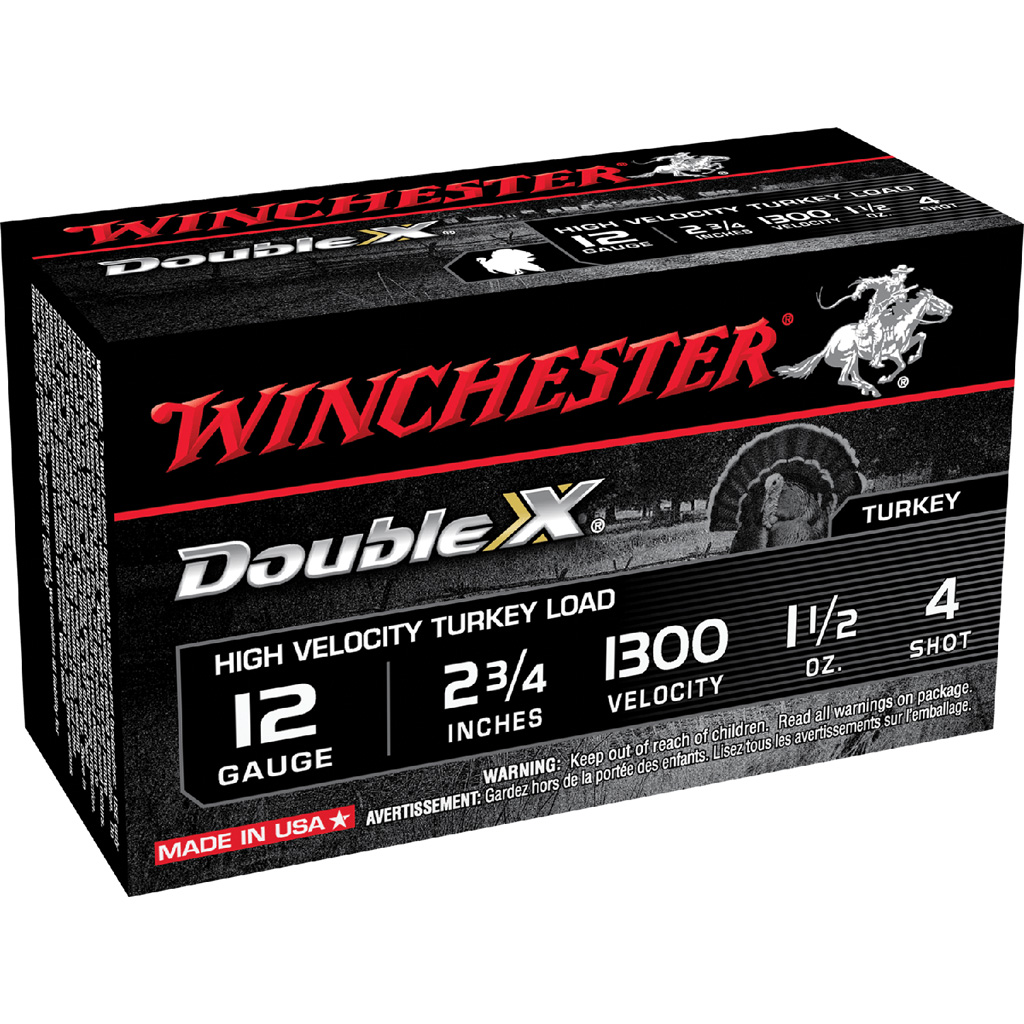 Winchester Double X High Velocity Turkey Load 12 ga. 2.75 in. 1 1/2 oz. 4 Shot 10 rd.