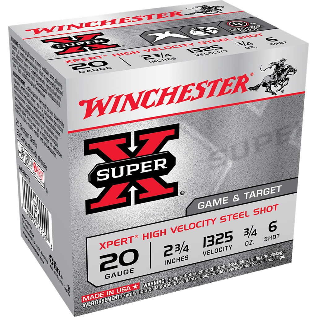 Winchester Super-X Xpert Hi-Velocity Steel 20 ga. 2.75 in. 3/4 oz. 6 Shot 25 rd.