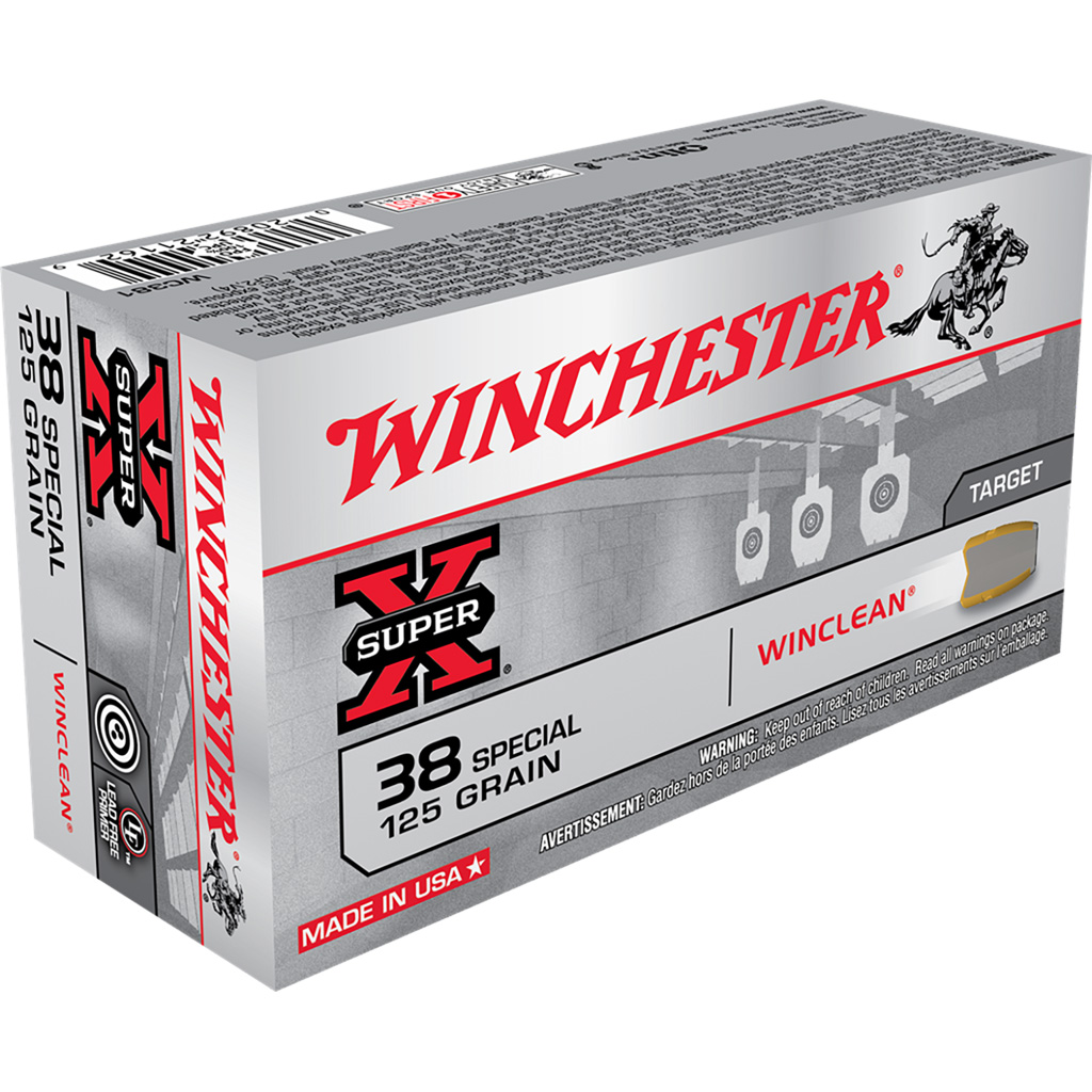 Winchester Super-X Pistol Ammo 38 Spl. 125 gr. Brass Enclosed Base 50 rd.