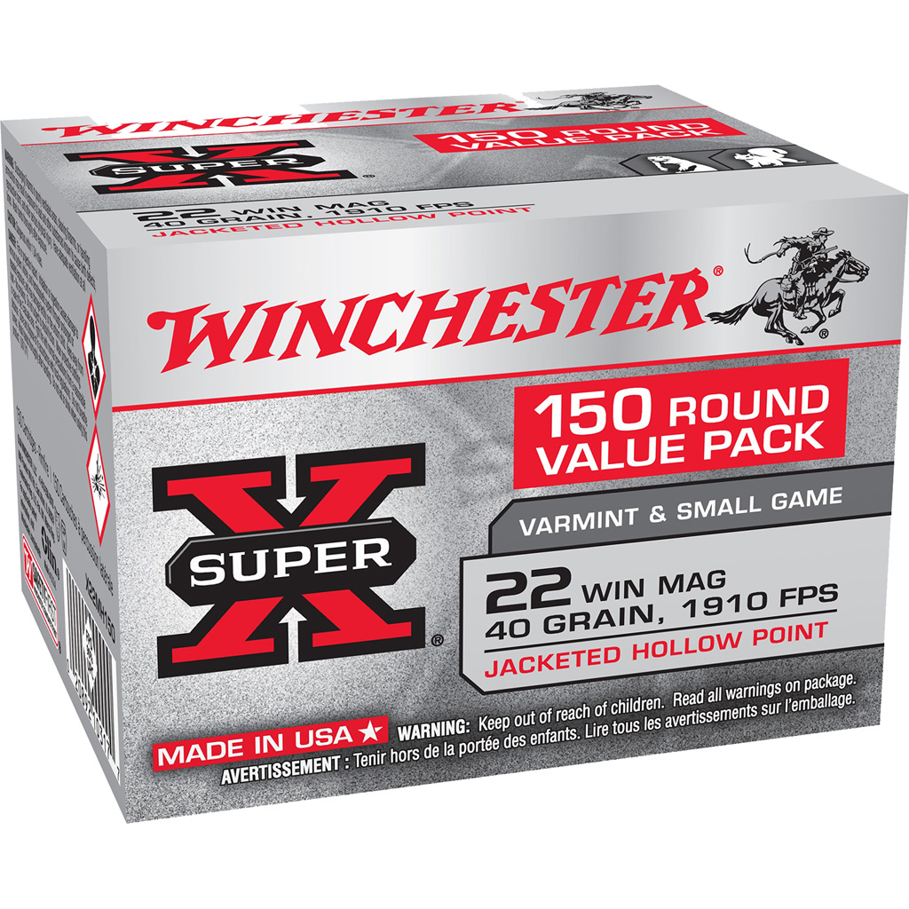 Winchester Super-X Rimfire Ammo 22 Win. Mag. 40 Gr. JHP 150 Rd ...