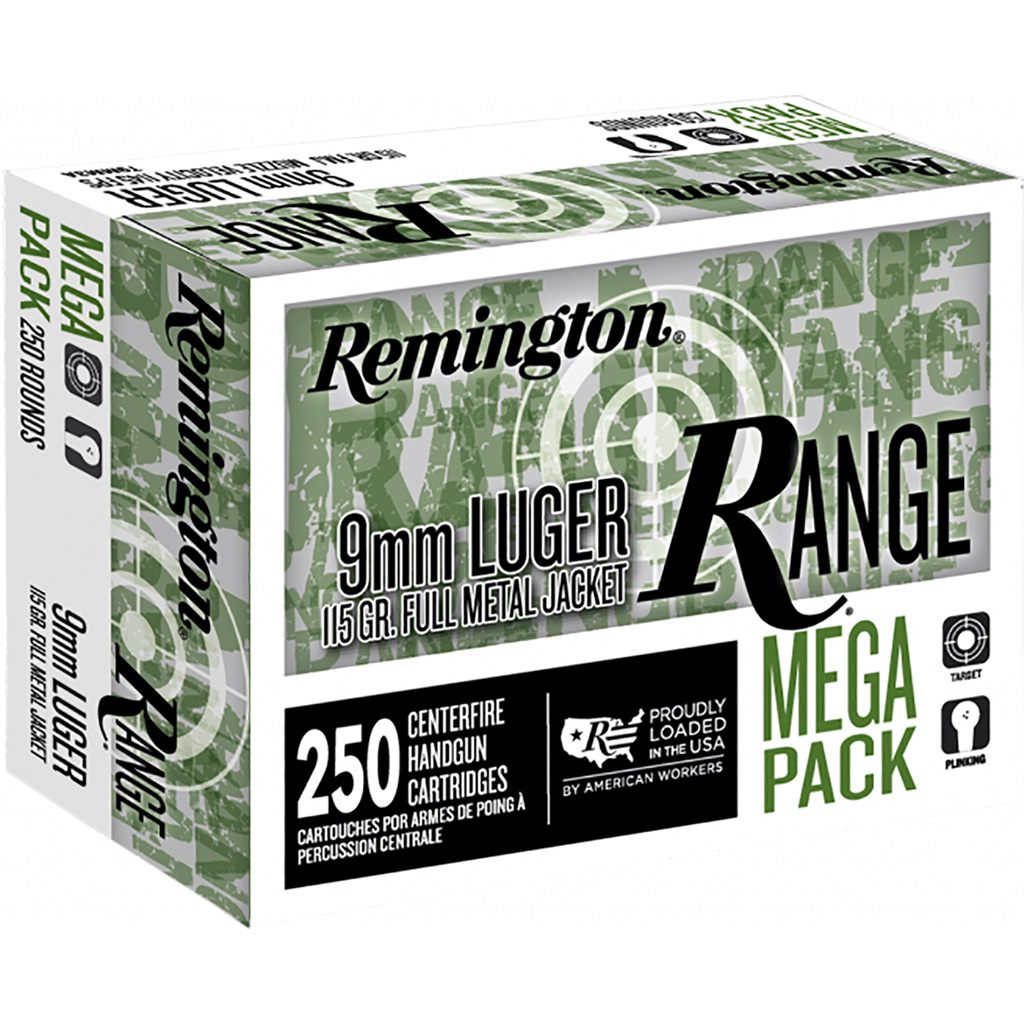 Remington Range Pistol Ammo 9mm 115 gr. FMJ 250 rd.