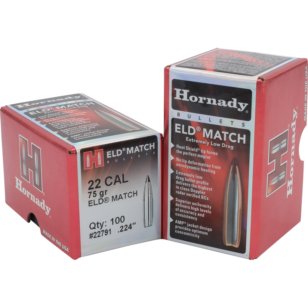 Hornady ELD Match Bullets 22 Cal. .224 75 gr. ELD Match 100 Box