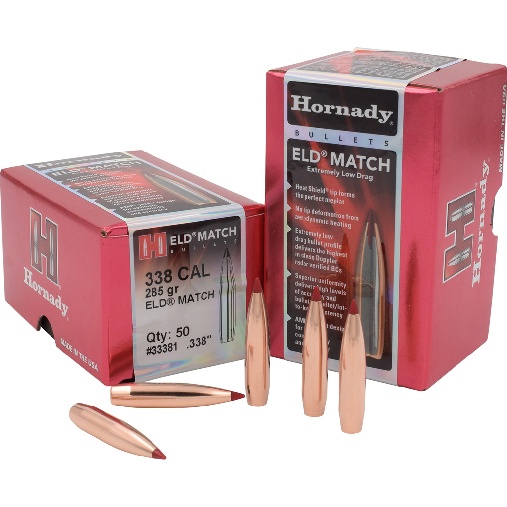 Hornady Eld Match Bullets 338 Cal 338 285 Gr Eld Match 50 Box Kinsey S Inc