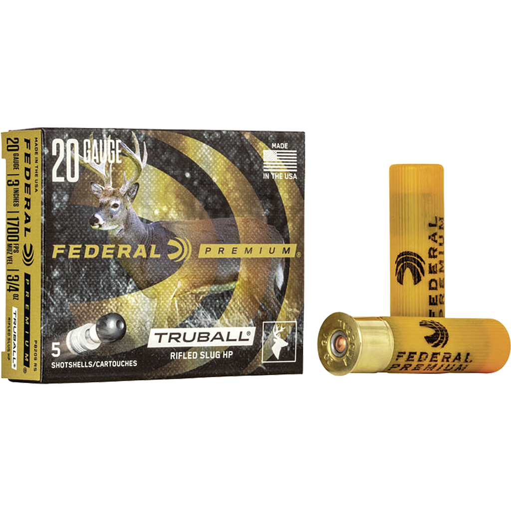 Federal Premium Vital-Shok Shotgun Ammo 20 ga. 3 in. 3/4 oz. Truball HP Slug 5 rd.