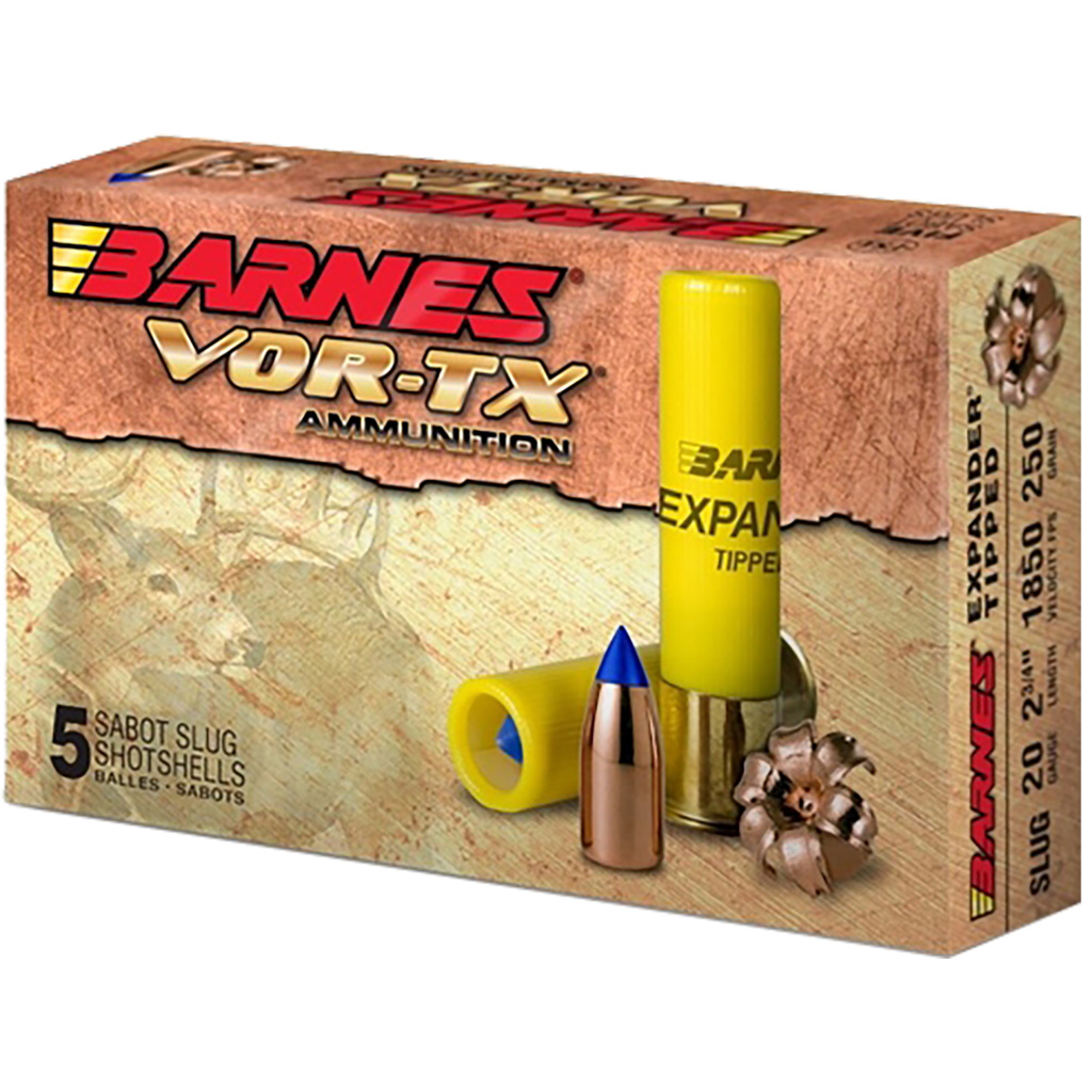 Barnes VOR-TX Shotgun Ammo 20 ga. 2.75 in. 250 gr. Expander Tipped Slug 5 rd.