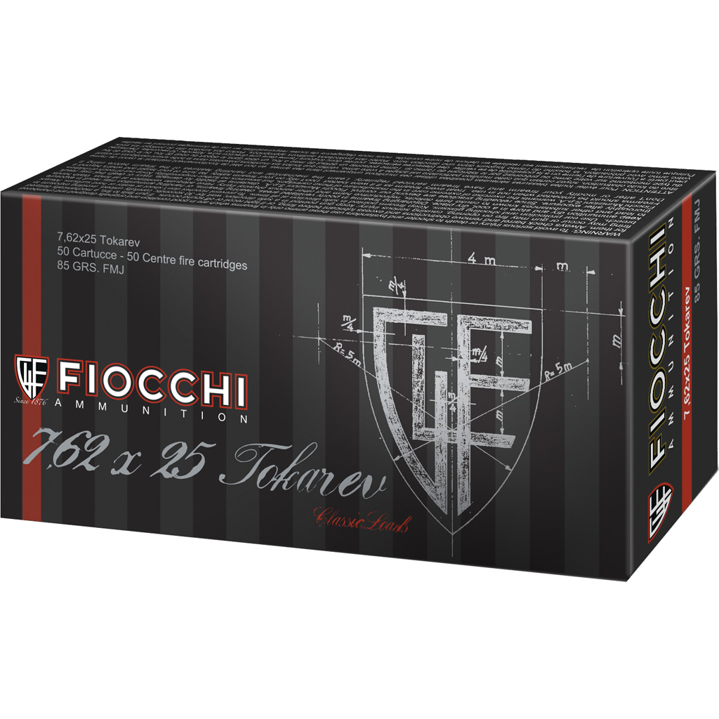 Fiocchi Training Dynamics Centerfire Handgun Ammo 7.62x25 Tokarev 85 gr. FMJ 50 rd.