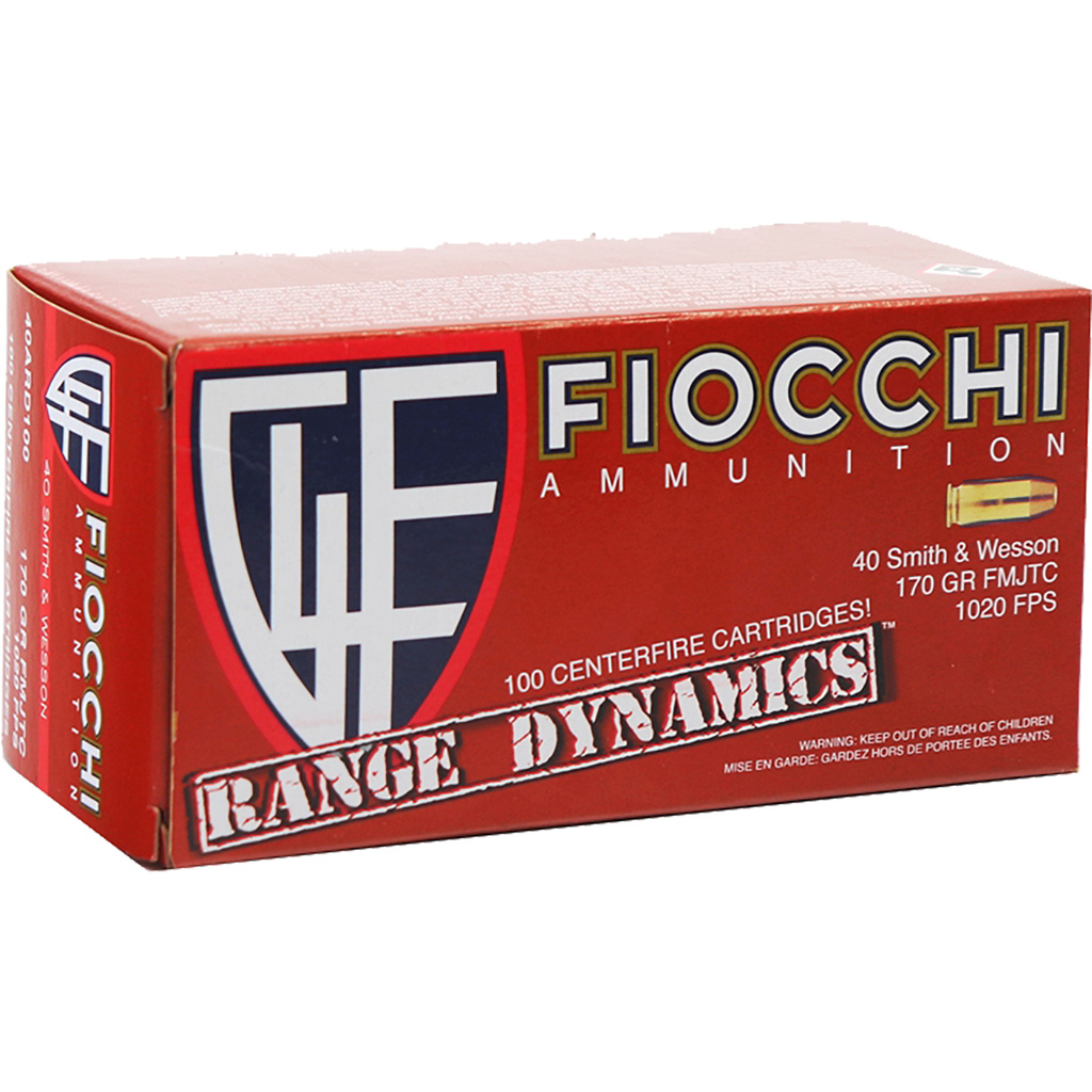 Fiocchi Range Dynamics Pistol Ammo 40 S&W 170 gr. FMJTC 100 rd.