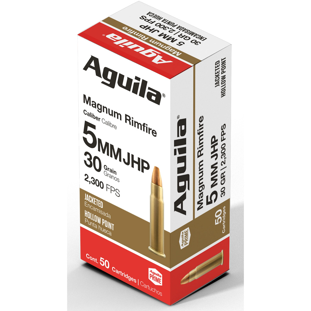 Aguila Special Rimfire Ammo 5mm Rem. Rimfire Mag. 30 gr. JHP 50 rd.