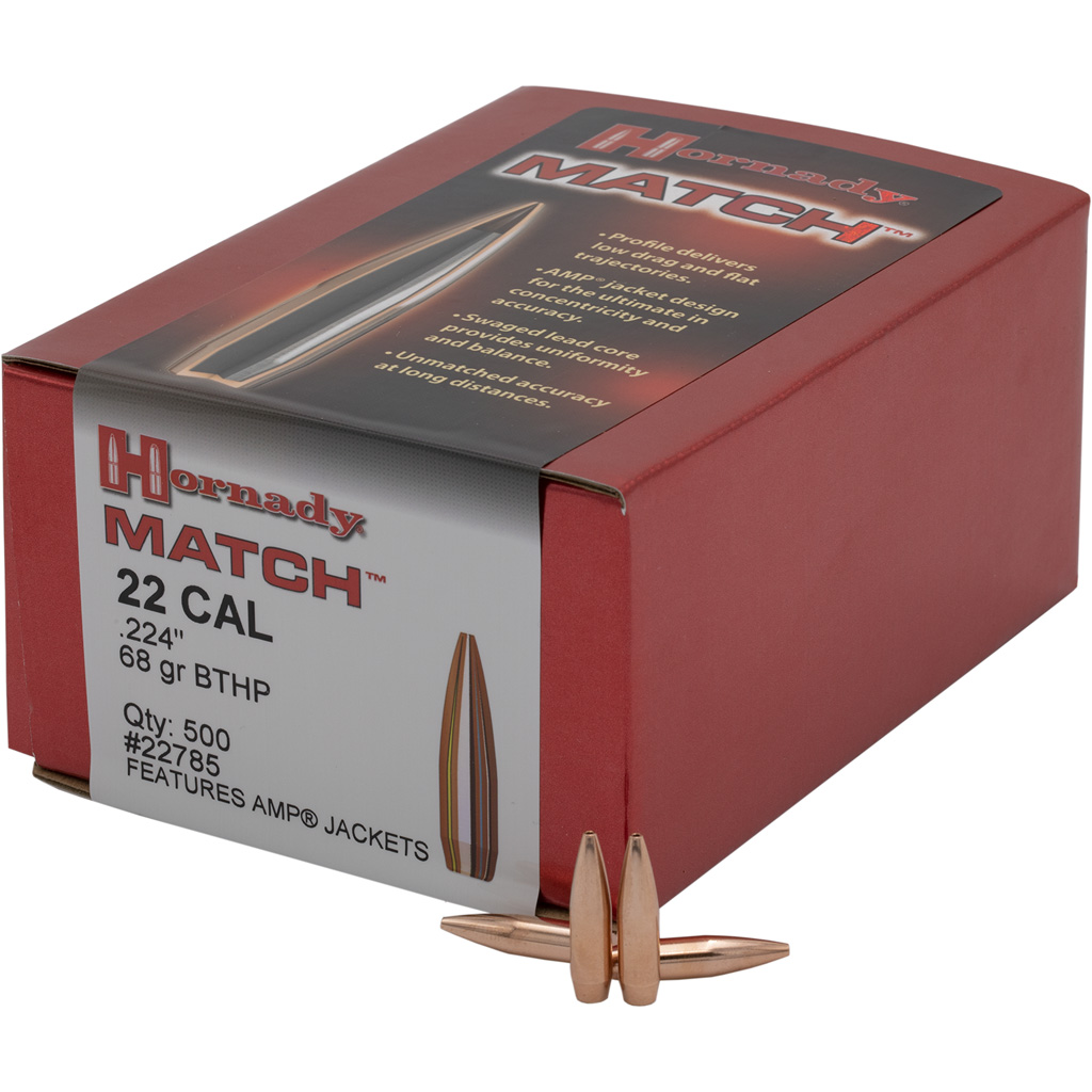 Hornady Match Bullets 22 cal. .224 68 gr. BTHP Match 100 box