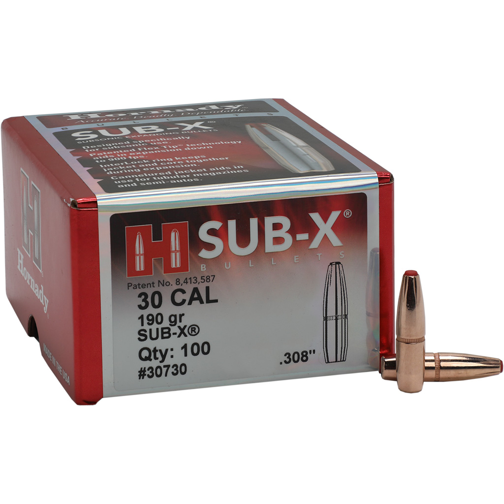 Hornady Sub-X Bullets 30 cal. .308 190 gr. Sub-X 100 box