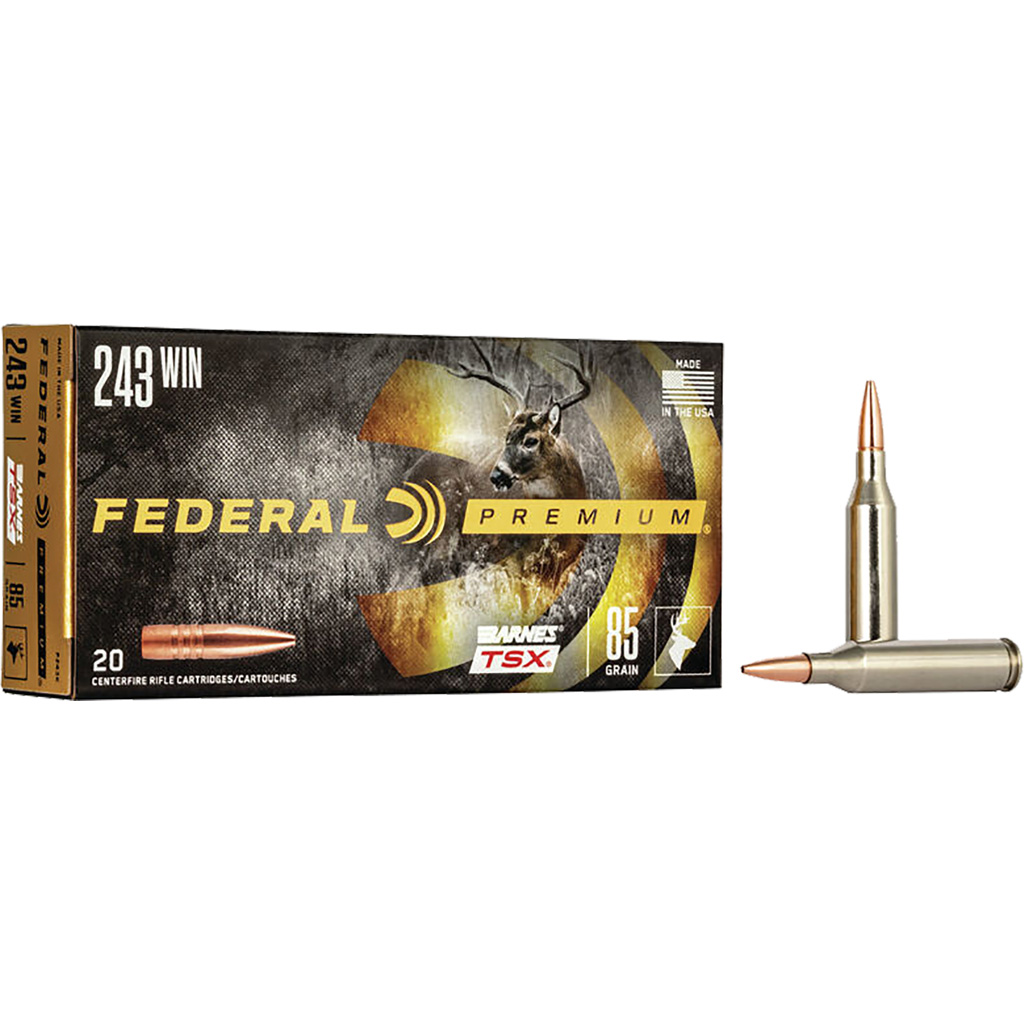 Federal Premium Rifle Ammo 243 Win. 85 gr. Barnes TSX 20 rd.