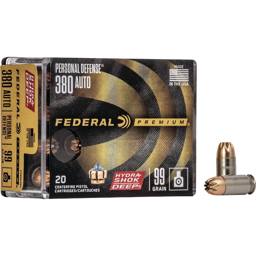 Federal Premium Personal Defense Handgun Ammo 380 ACP 99 gr. Hydra-Shok Deep 20 rd.