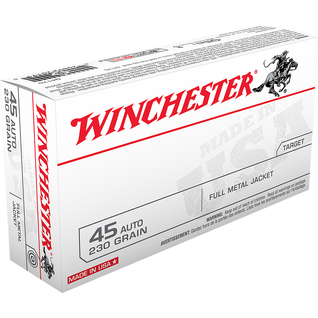 Winchester USA Pistol Ammo 45 ACP 230 gr. FMJ 50 rd.