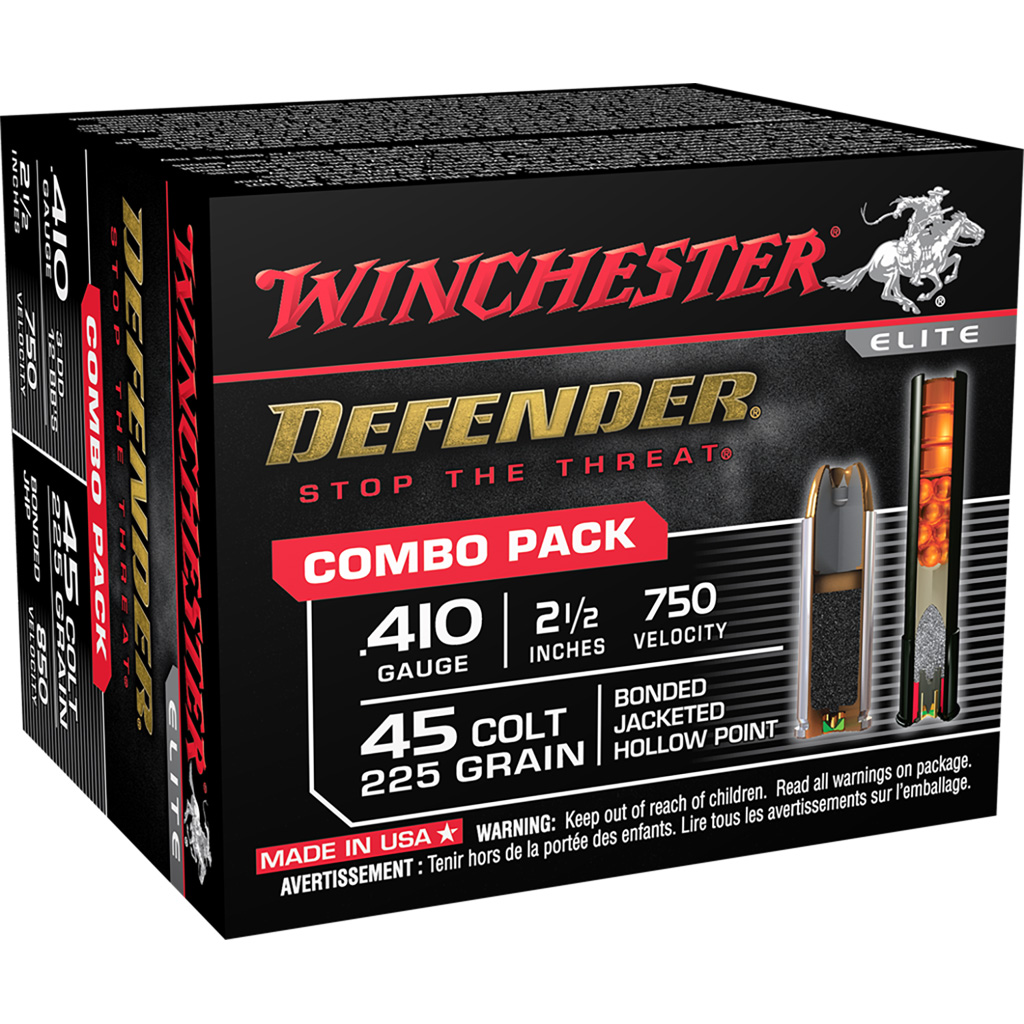 Winchester PDX1 Defender Combo Pack 410/45 Colt LC 2.5 in 1/2 oz Jacketed HP 20 rd