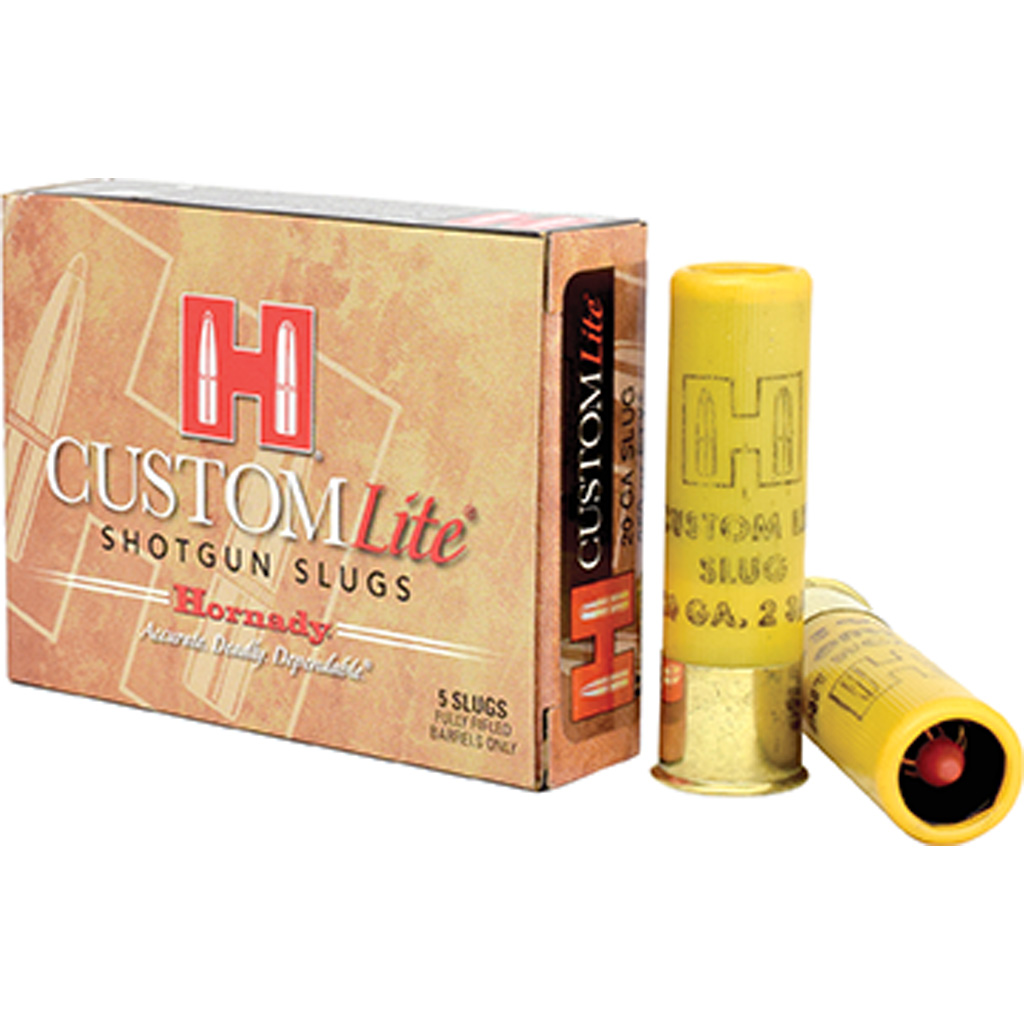 Hornady Custom Lite FTX Load 20 Gauge 2.75 in. 250 gr. Slug Shot 5 rd.