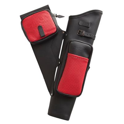 Neet NT-2100 Leather Target Quiver Black with Red Pockets RH