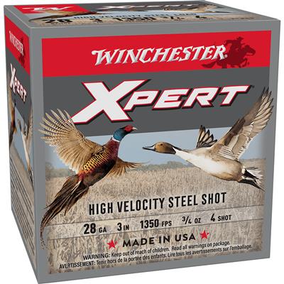 Winchester Xpert Hi-Veloctiy Steel Shotgun Ammo 28 ga. 3 in. 3/4 oz. 4 Shot Pheasant/Duck 25 rd.