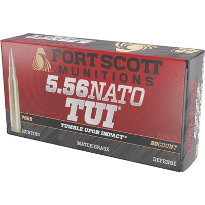 Fort Scott Munitions Rifle Ammo 5.56 70 gr. FSM TUI Copper NATO 20 rd.