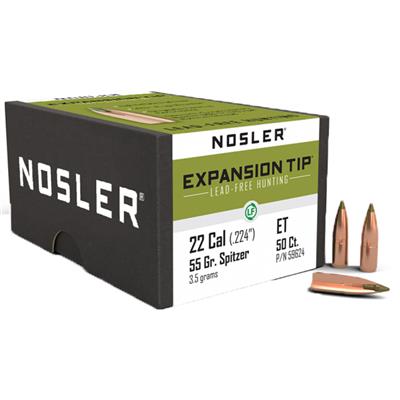 Nosler Expansion Tip Bullet .22 Cal. 55 gr. Spitzer Point 50 pk.