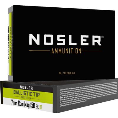 Nosler Ballistic Tip Rifle Ammunition 7mm Rem. Mag. 150 gr. BT SP 20 rd.