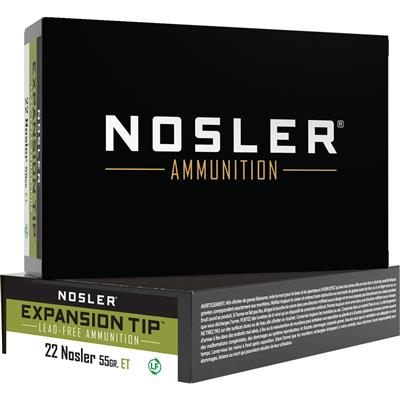 Nosler Expansion Tip Rifle Ammunition 22 Nosler 55 gr. ET SP 20 rd.